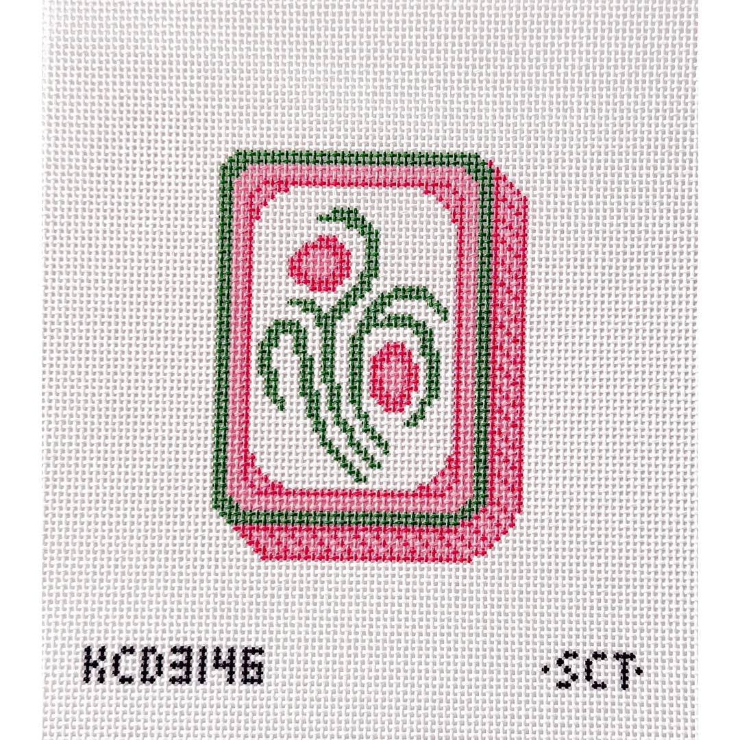 Pink Floral Mahjong Tile