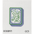 Blue Floral Mahjong Tile