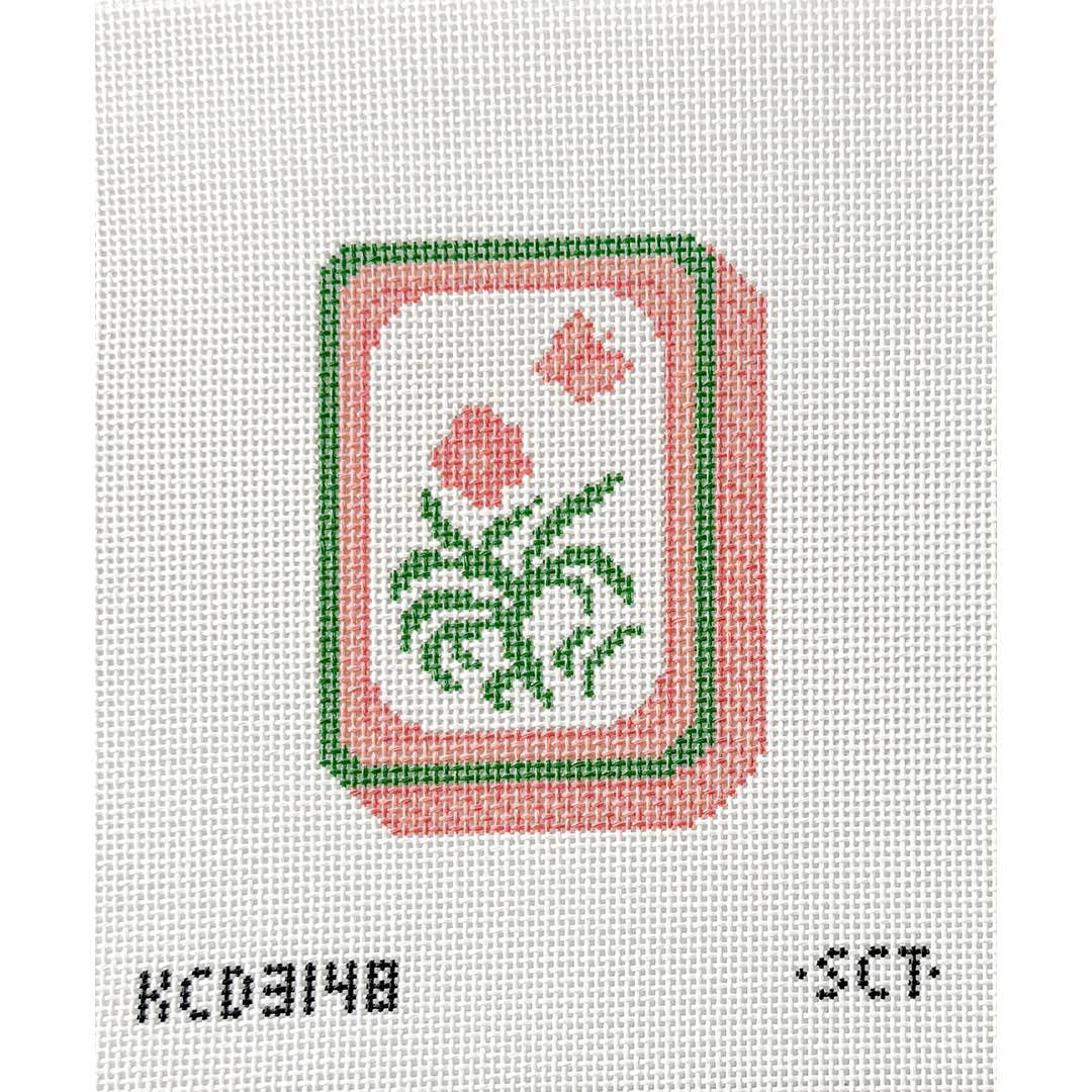 Coral Floral Mahjong Tile