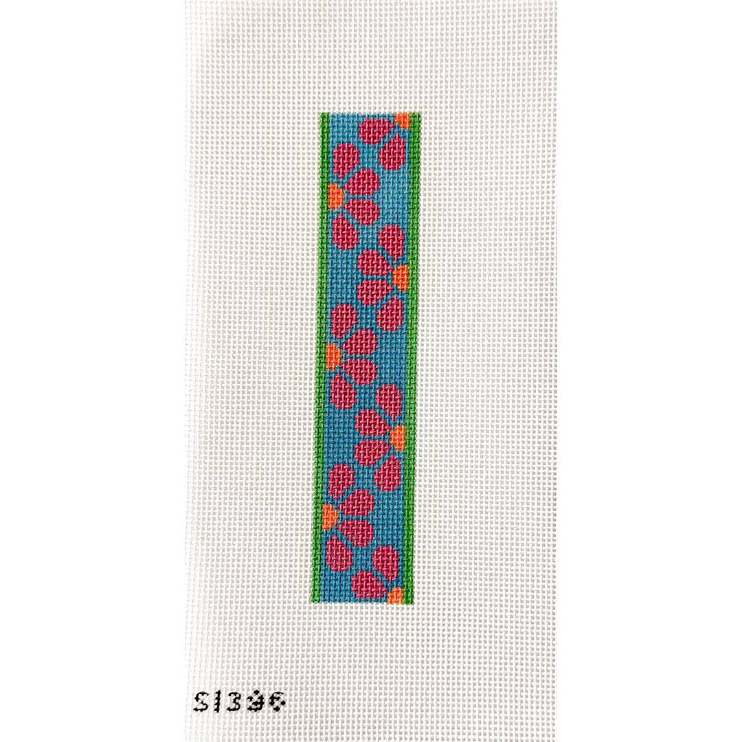 Pink Daisies on Blue Key Fob