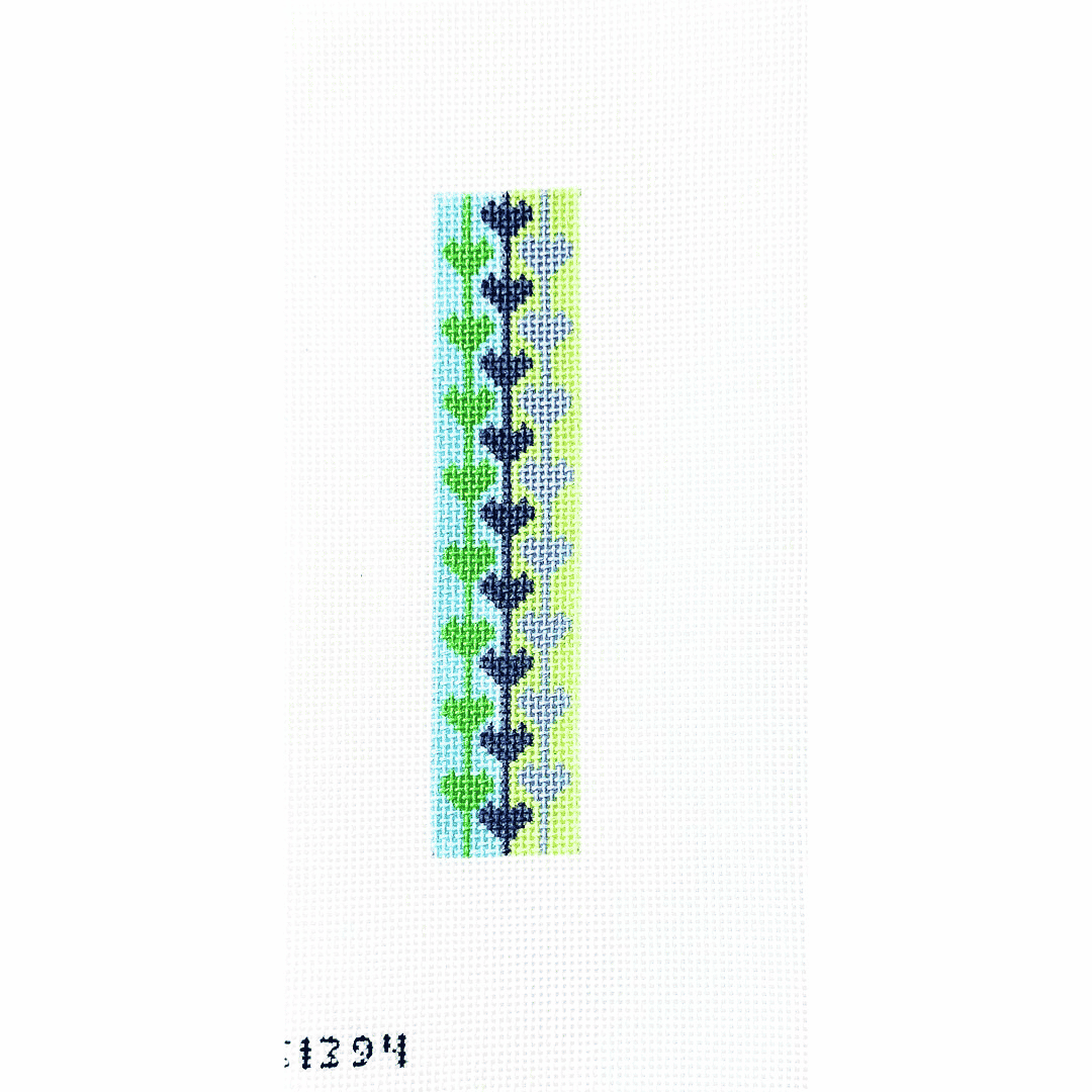 needlepoint green hearts key fob design