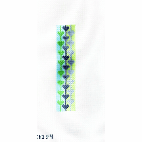 needlepoint green hearts key fob design