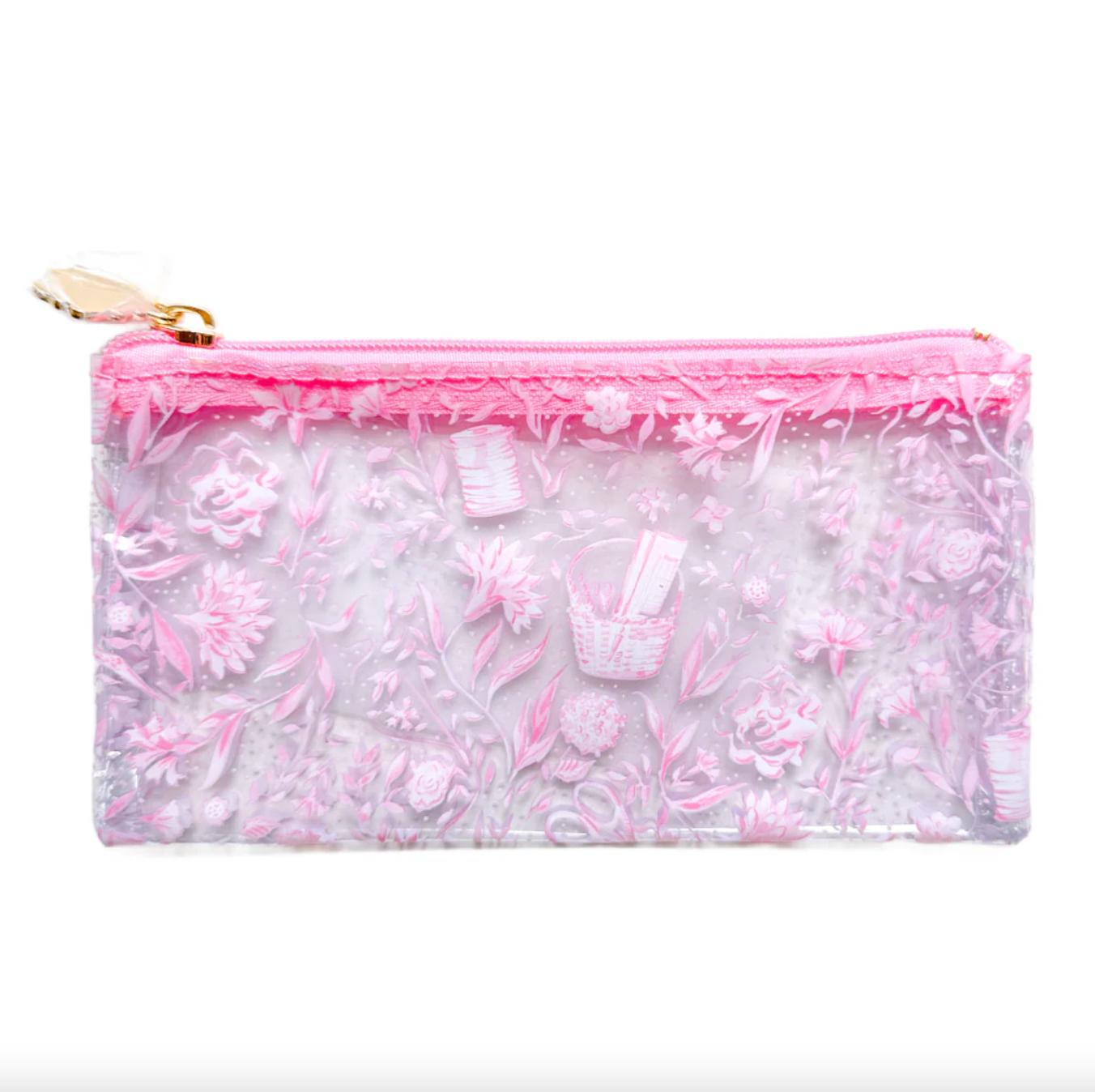 Needlepoint print clear PVC bag - pink mini