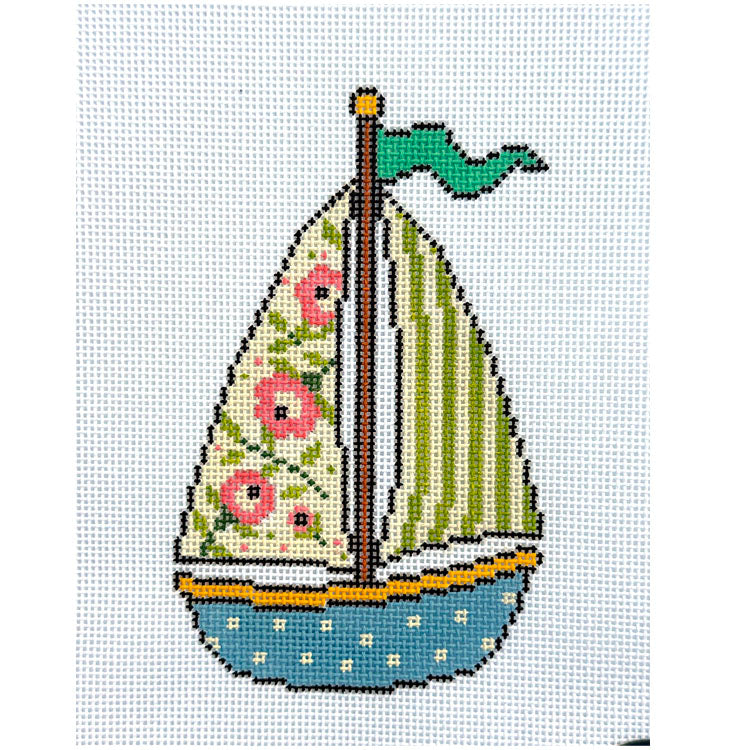 Floral and Stripe Sailboat