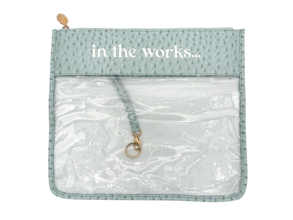 In the Works Project Bag - Baby Blue Ostrich