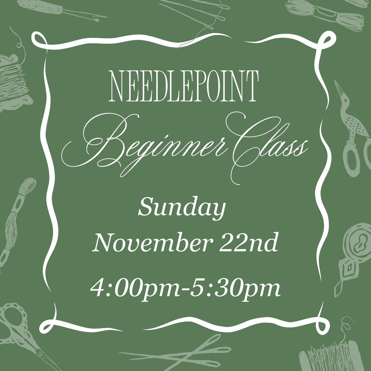 November 22nd Evening Beginner Needlepoint Class