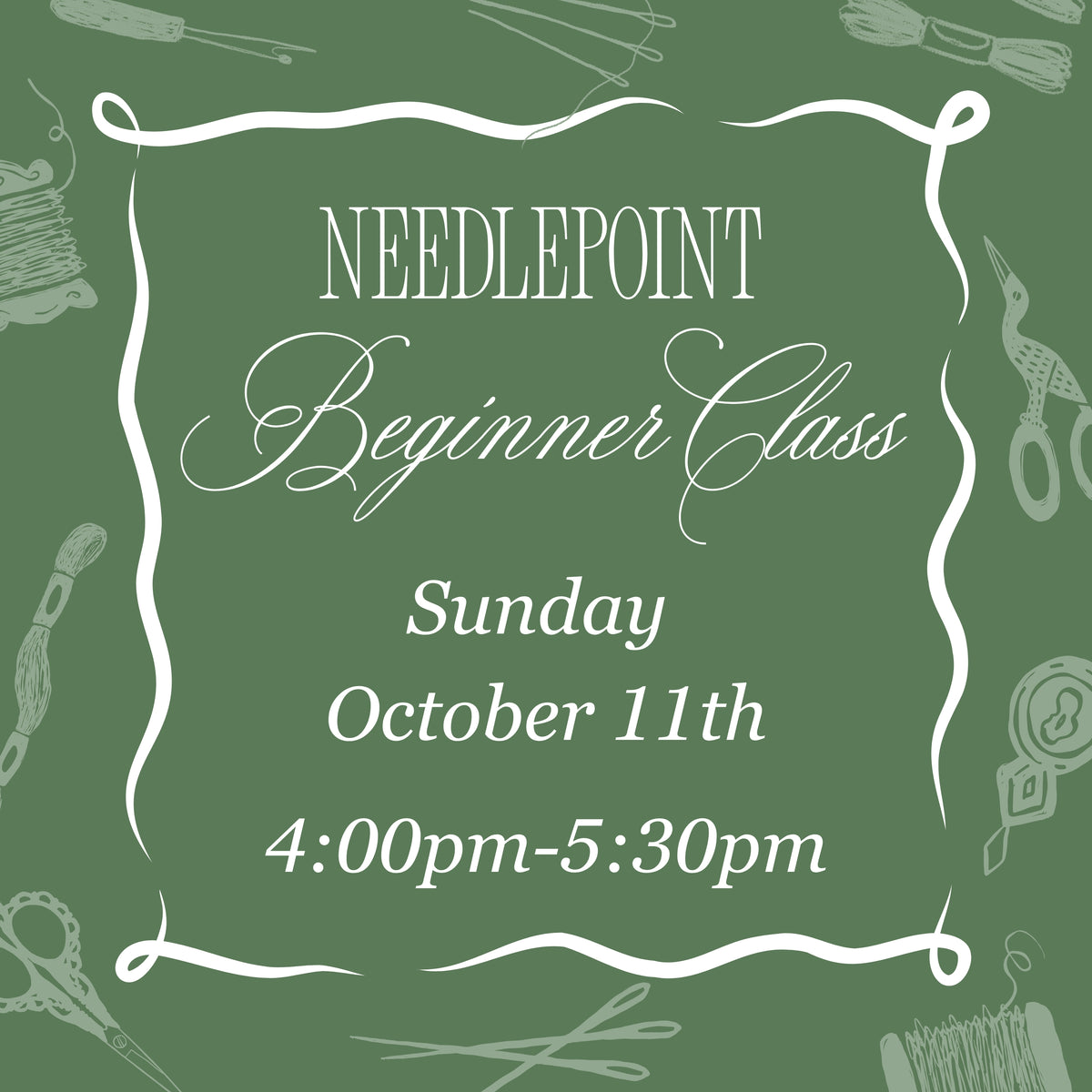 October 11th Evening Beginner Needlepoint Class