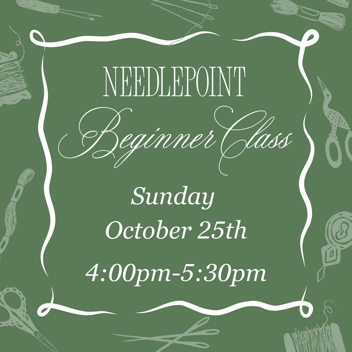 October 25th Evening Beginner Needlepoint Class