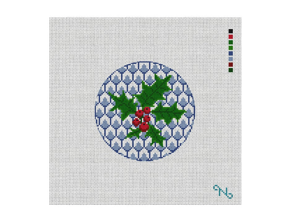 Blue Holly Ornament