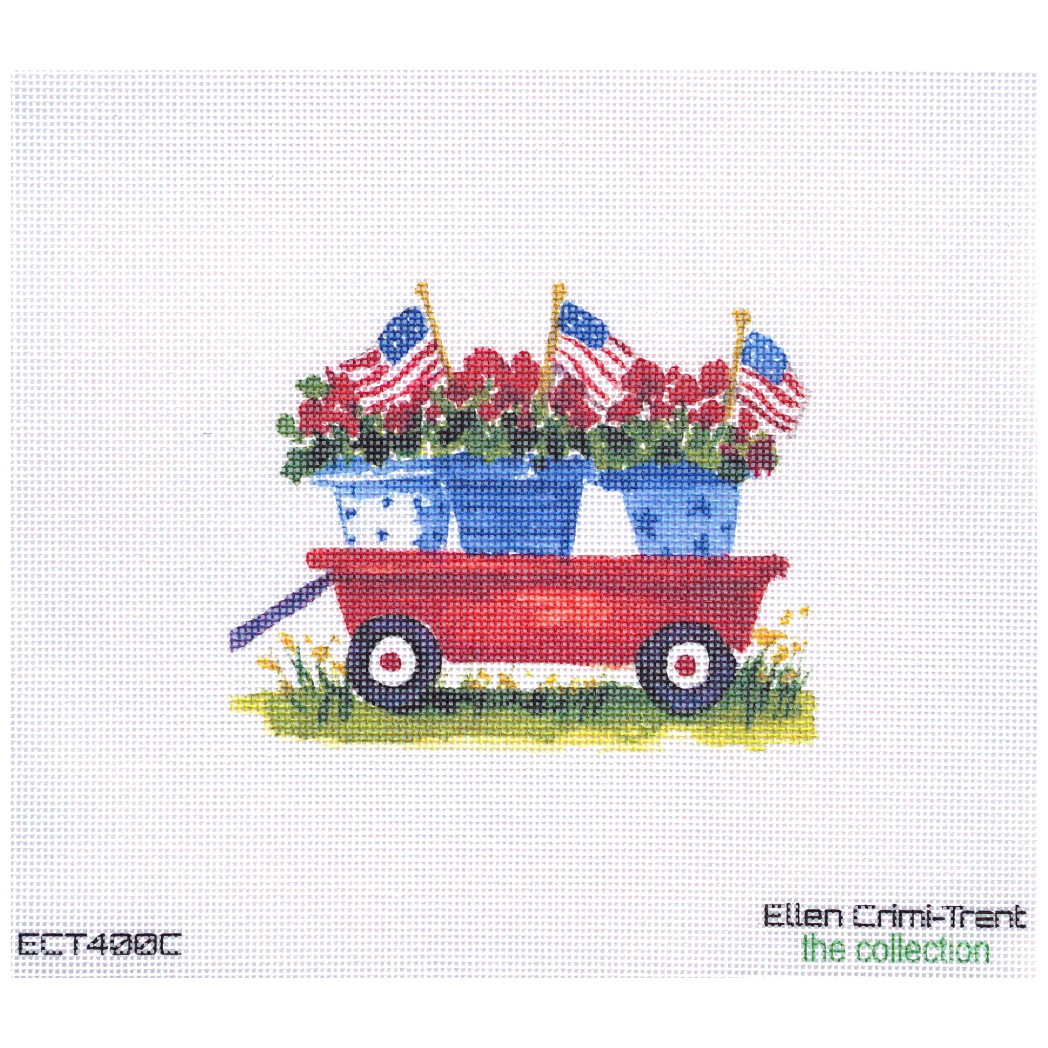 Red Wagon with Flags