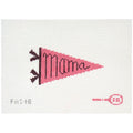 Needlepoint canvas design of a pink pennant with 'Mama' text on a white background