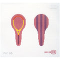 Needlepoint canvas of a tennis racket and paddle on a white background