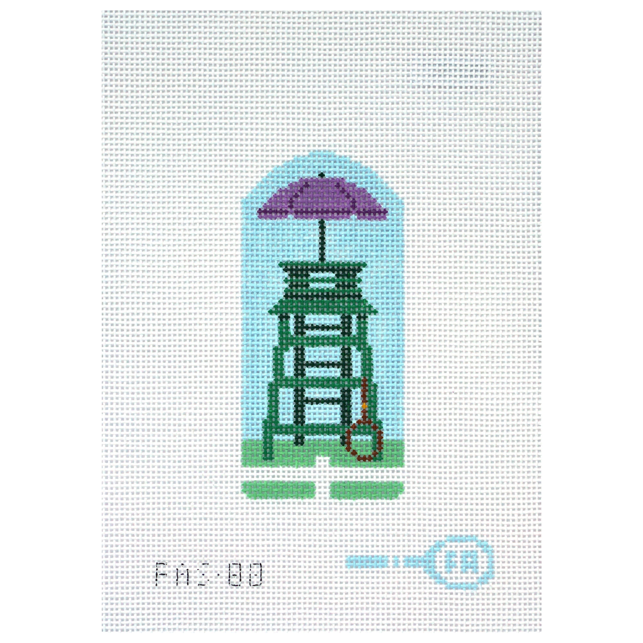 Needlepoint canvas of a tennis umpire chair