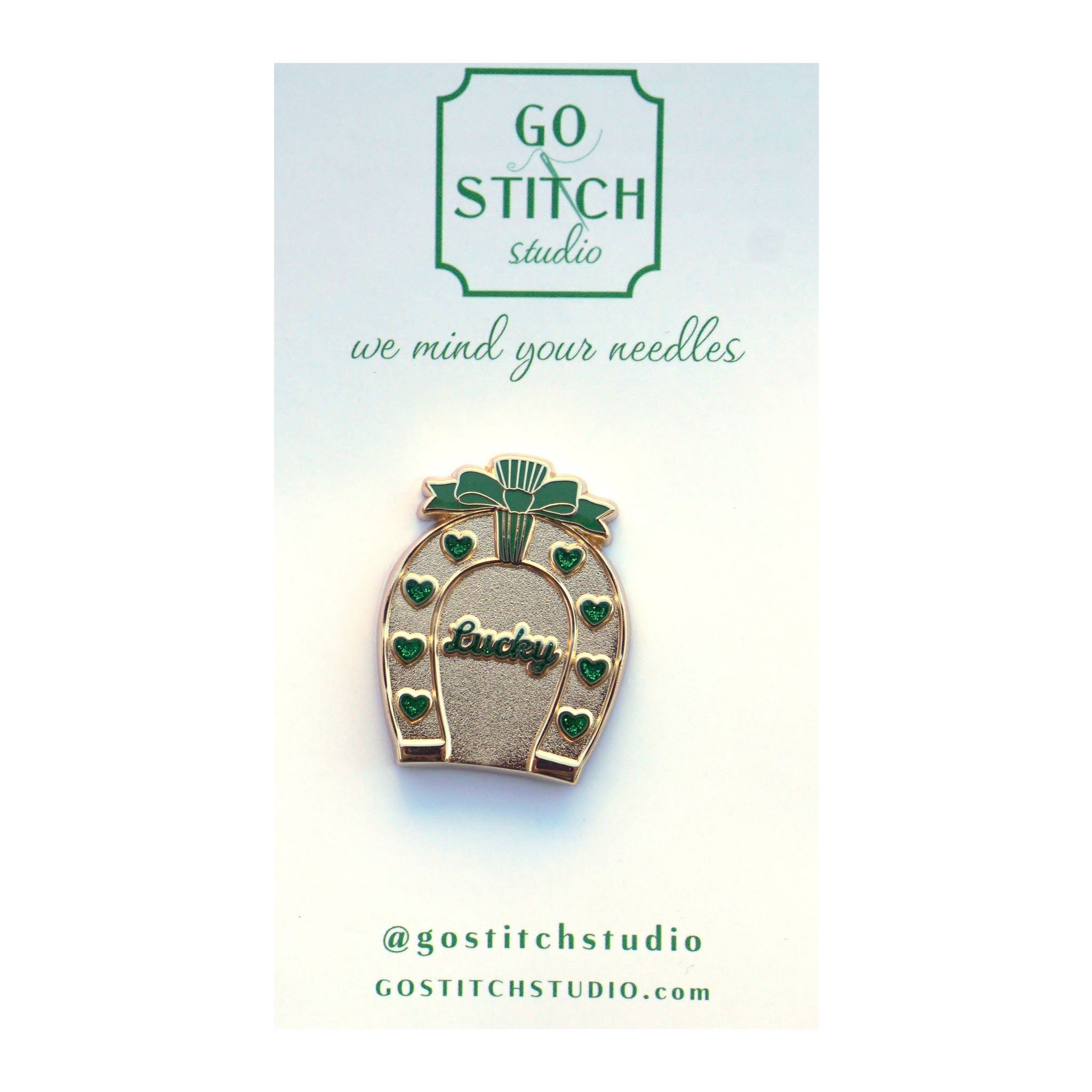 Lucky Heart Horseshoe - Emerald Needle Minder