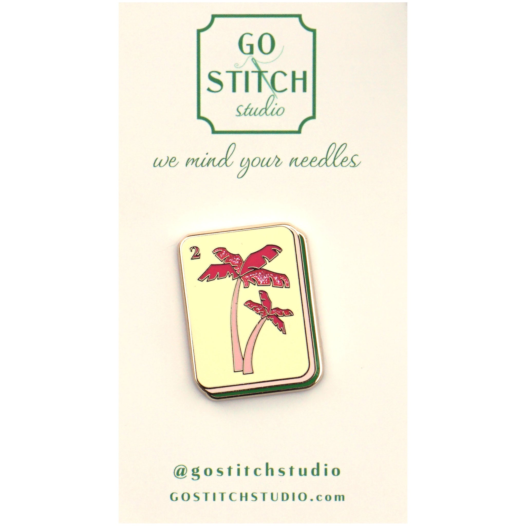 Pink Palm Tree Mah Jong Needle Minder