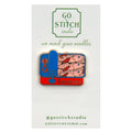 Red & Blue Sardine Can Needle Minder