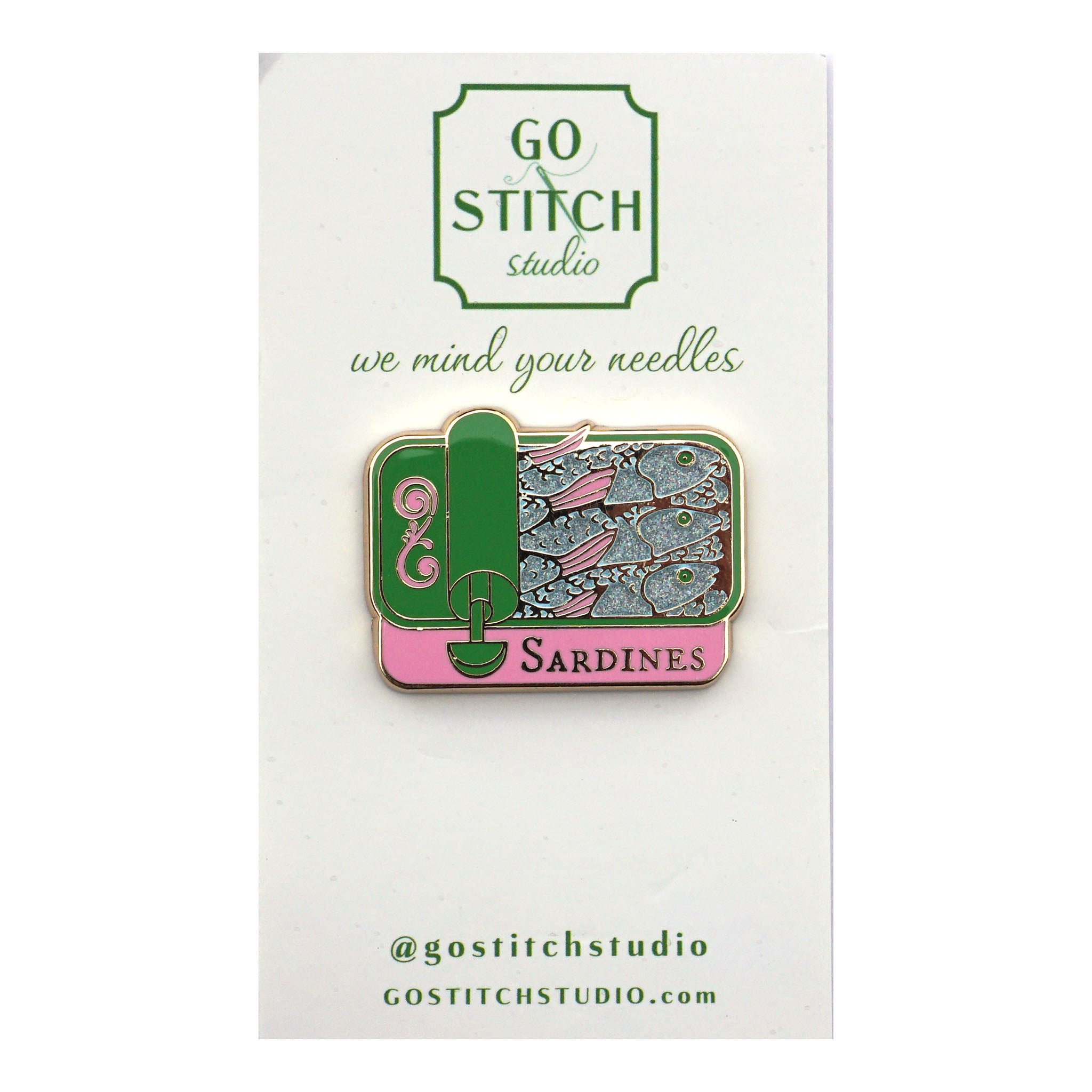 Pink and Green Sardine Can Needle Minder