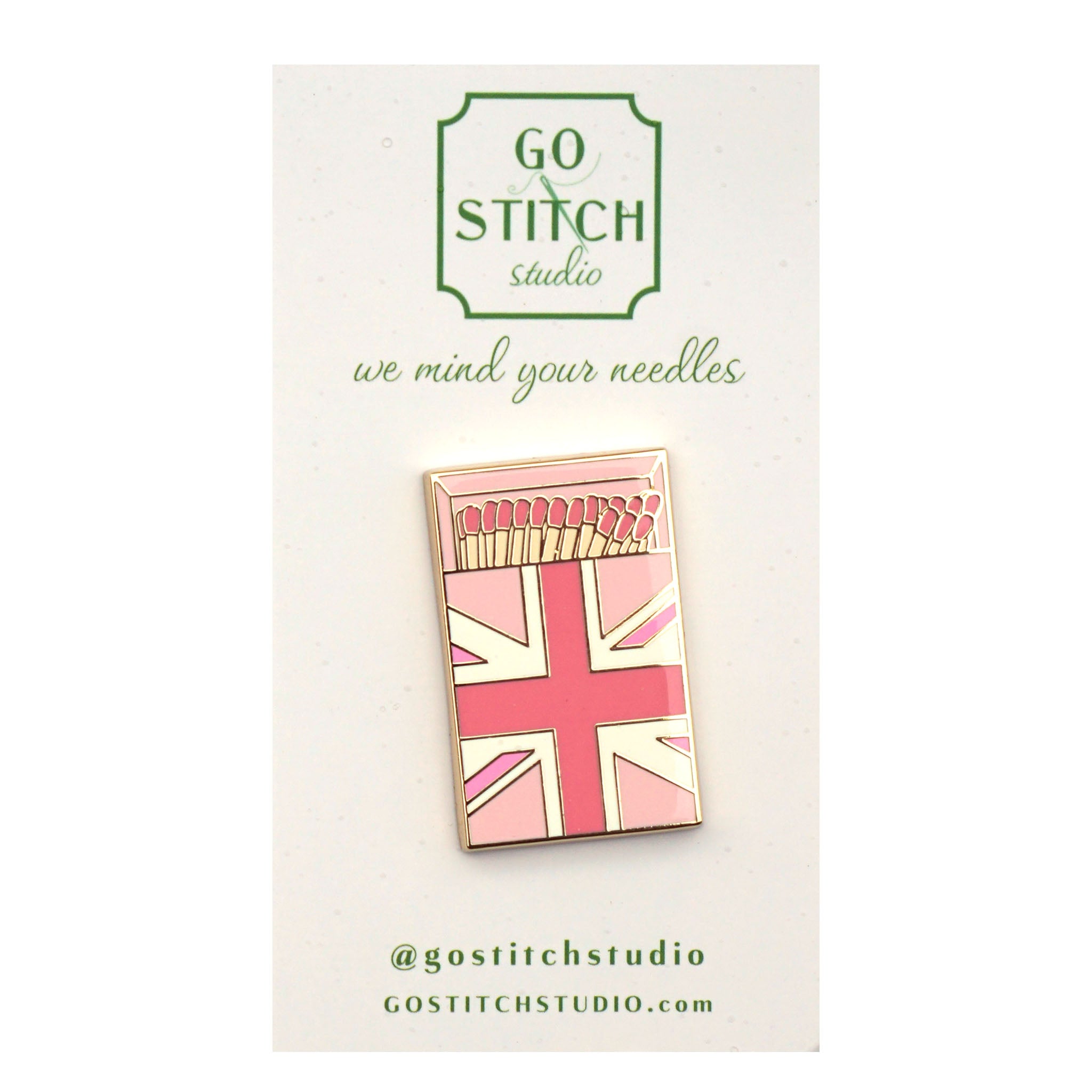 Pink British Flag Matchbox Needle Minder