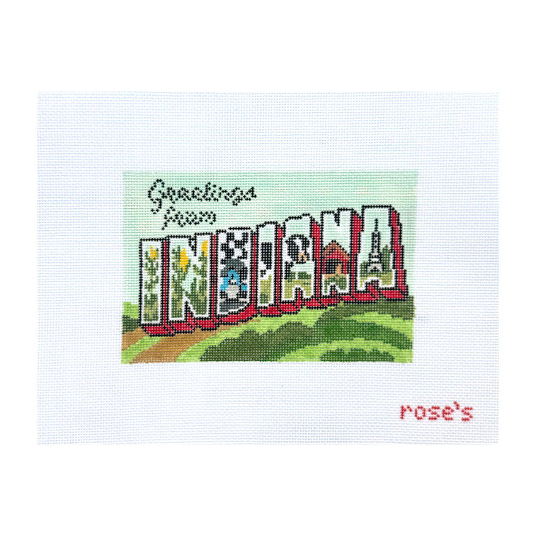 Greetings from Indiana Postcard - Green