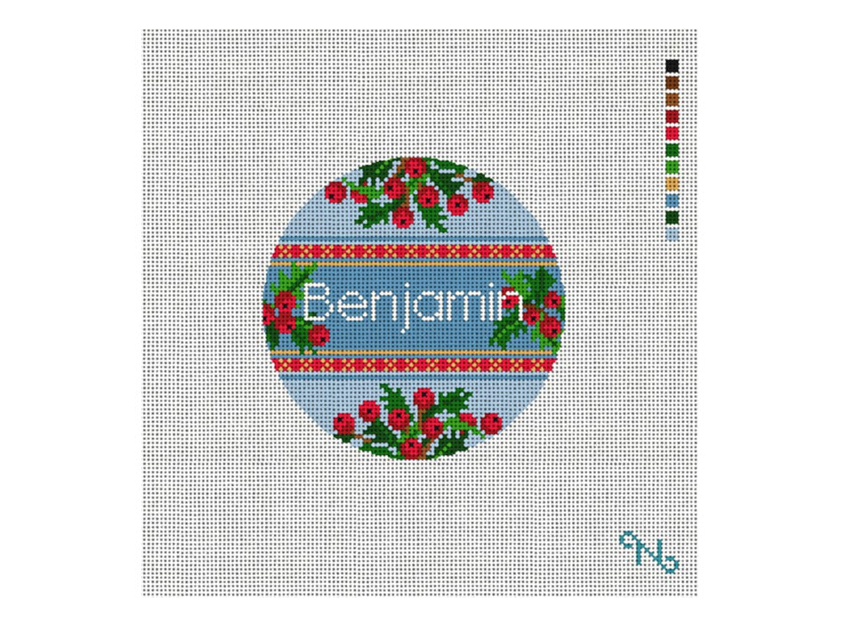 Holly Jolly Ornament - Blue Customizable