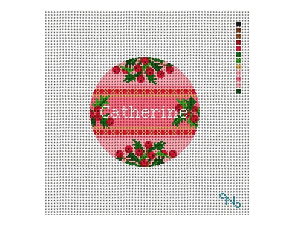 Holly Jolly Ornament Pink - Customizable