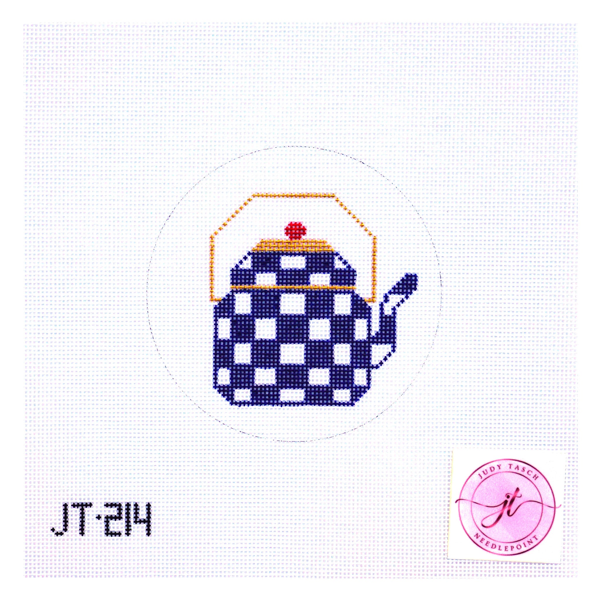 Teapot Round - Blue and white