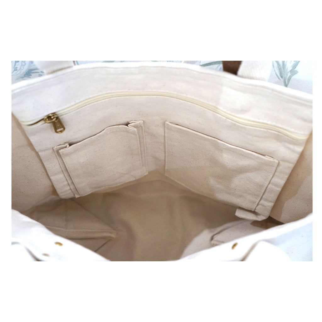 NDLPT Embroidered Project Bag with Leather Handles