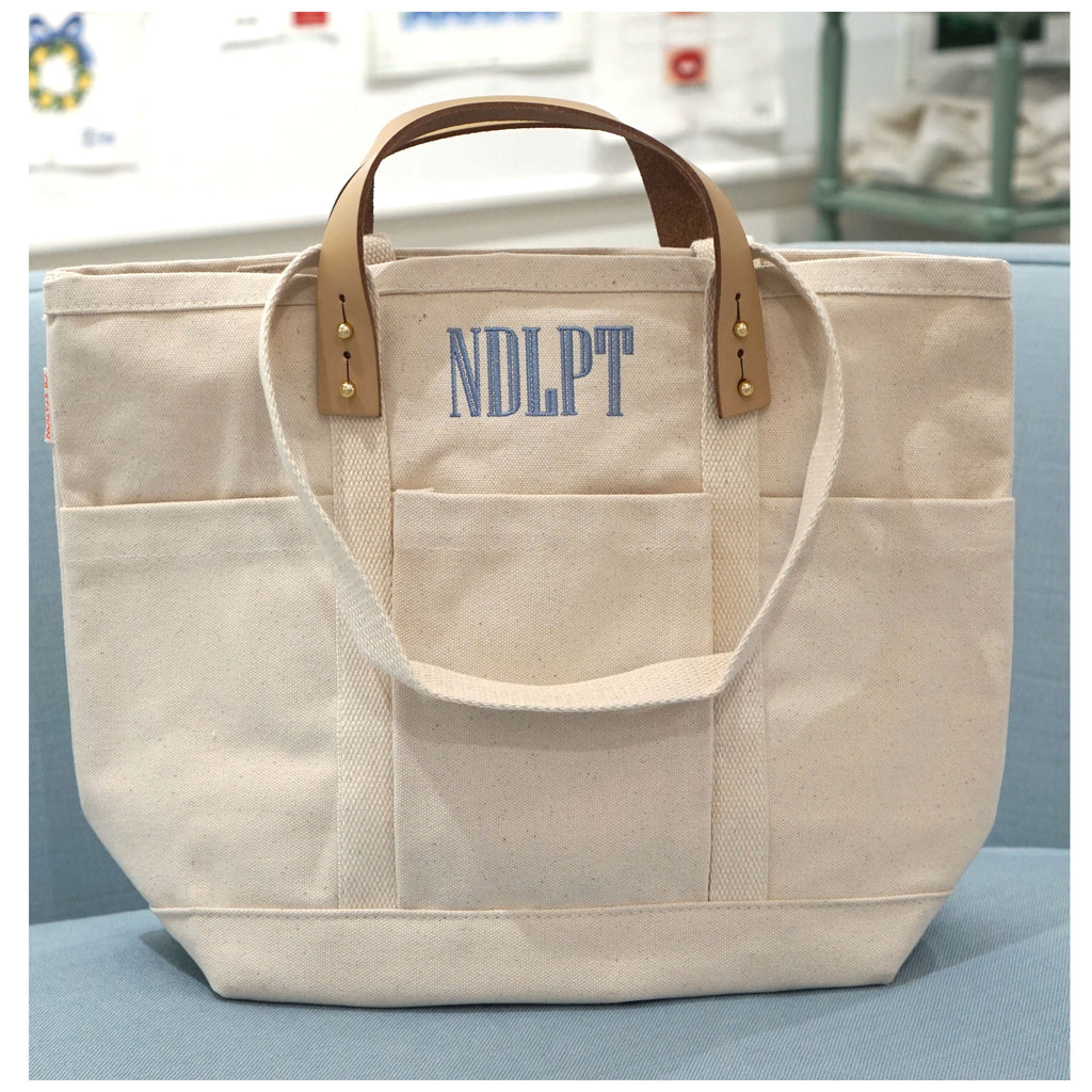 NDLPT Embroidered Project Bag with Leather Handles