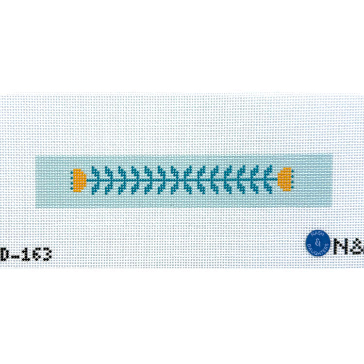 Blue and Gold Block Print Flower Key Fob