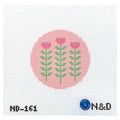 Pink & Green Block Print Flower