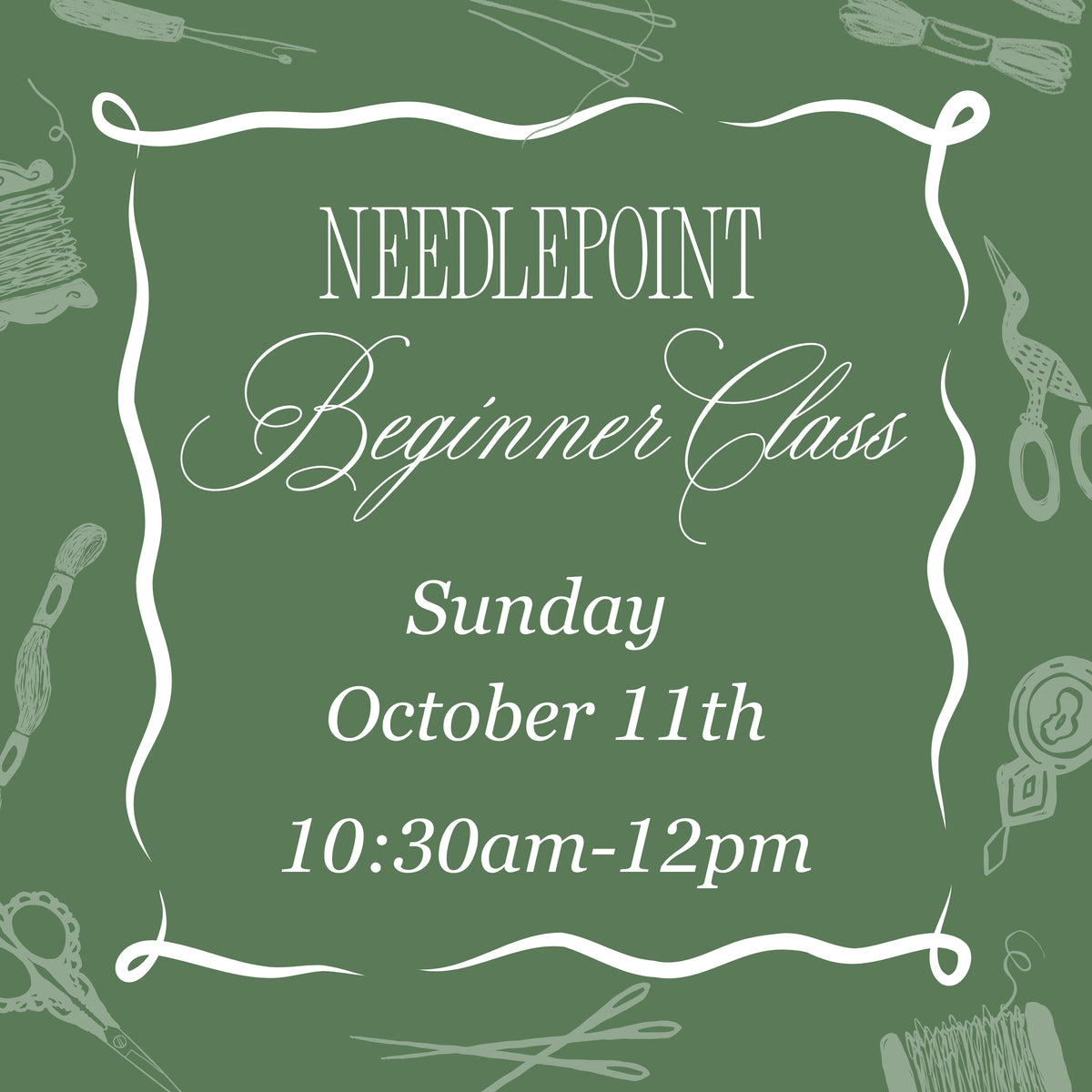 October 11th Morning Beginner Needlepoint Class