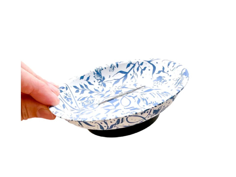 Blue Needlepoint Print Magnetic Ort Bowl