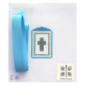 Mini Cross Bookmark - blue with ribbon