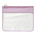 Large Stitches Clear Zip Pouch - Purple
