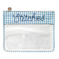Large Printed Stitches Clear Zip Pouch - Gingham