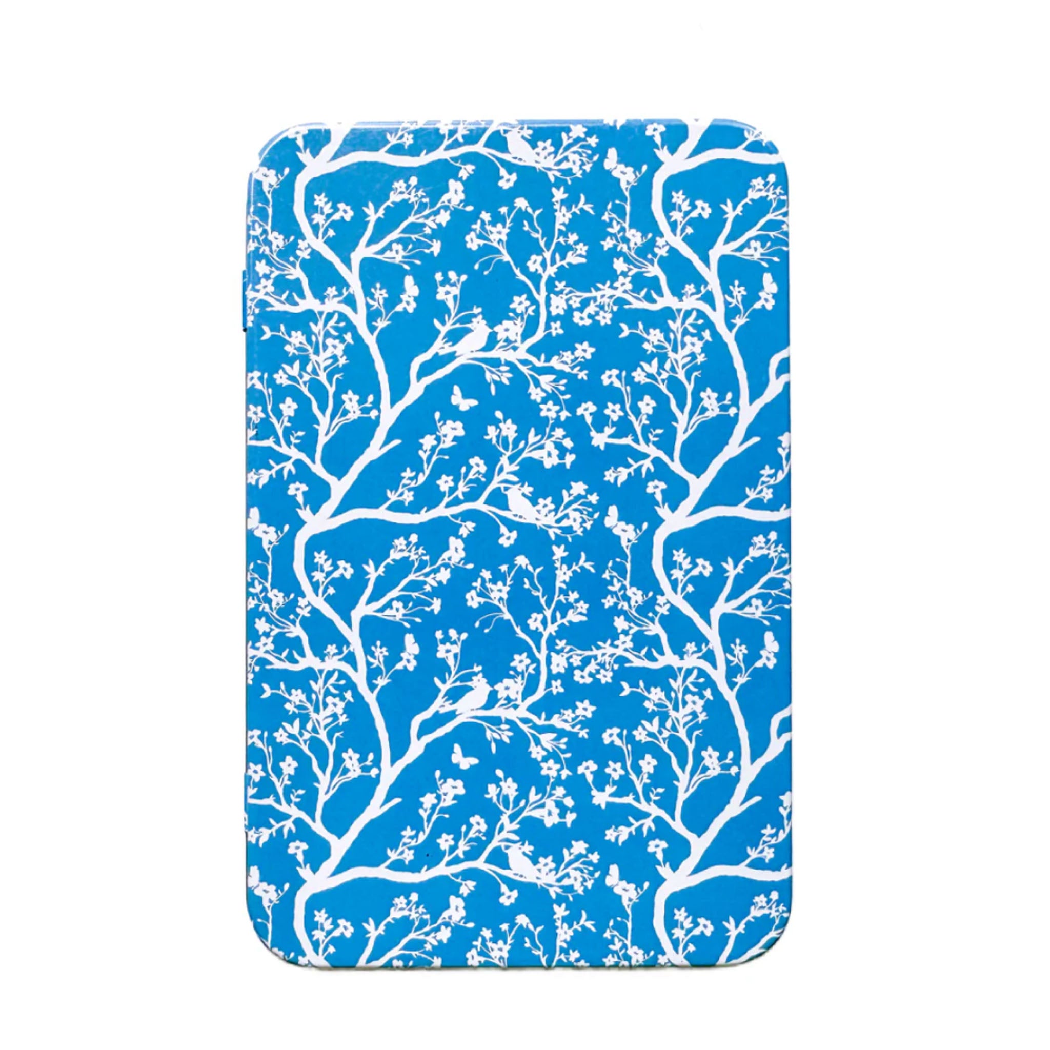 Printed Tin Box w/ Magnet - Blue & White Trailing Floral