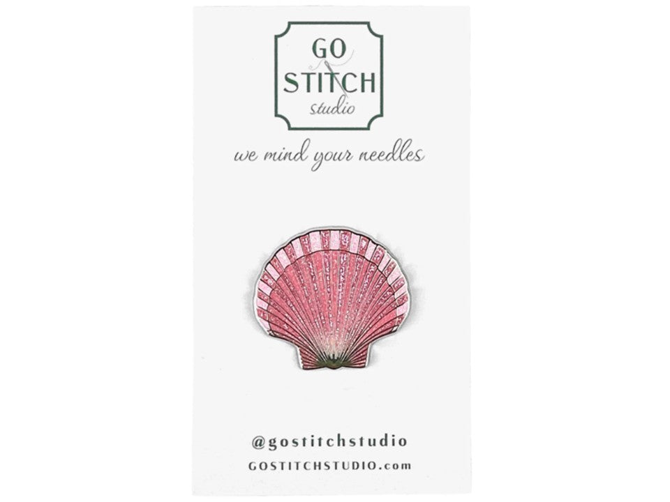 Pink Glitter Scallop Shell Needle Minder