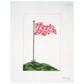 Needlepoint canvas design of a flag with the word 'Freak' on a white background