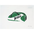 Needlepoint canvas of a Green and white tennis bag with 'Prince' branding on a white background
