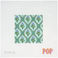 Needlepoint Canvas with floral design on a teal background
