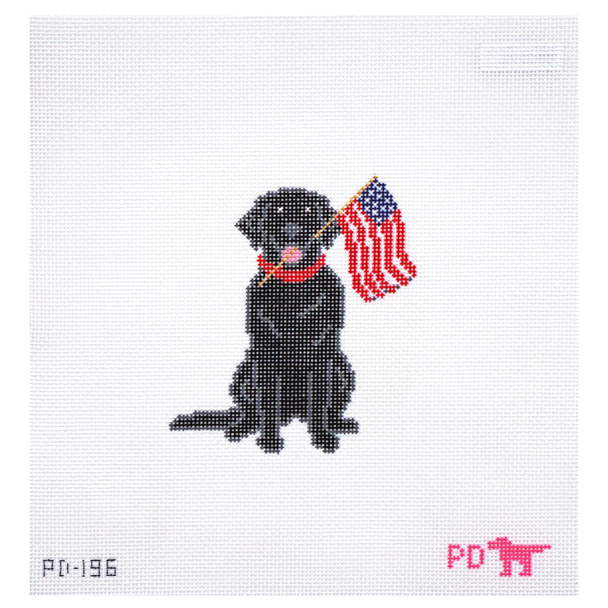 Dog with Flag- Black Lab