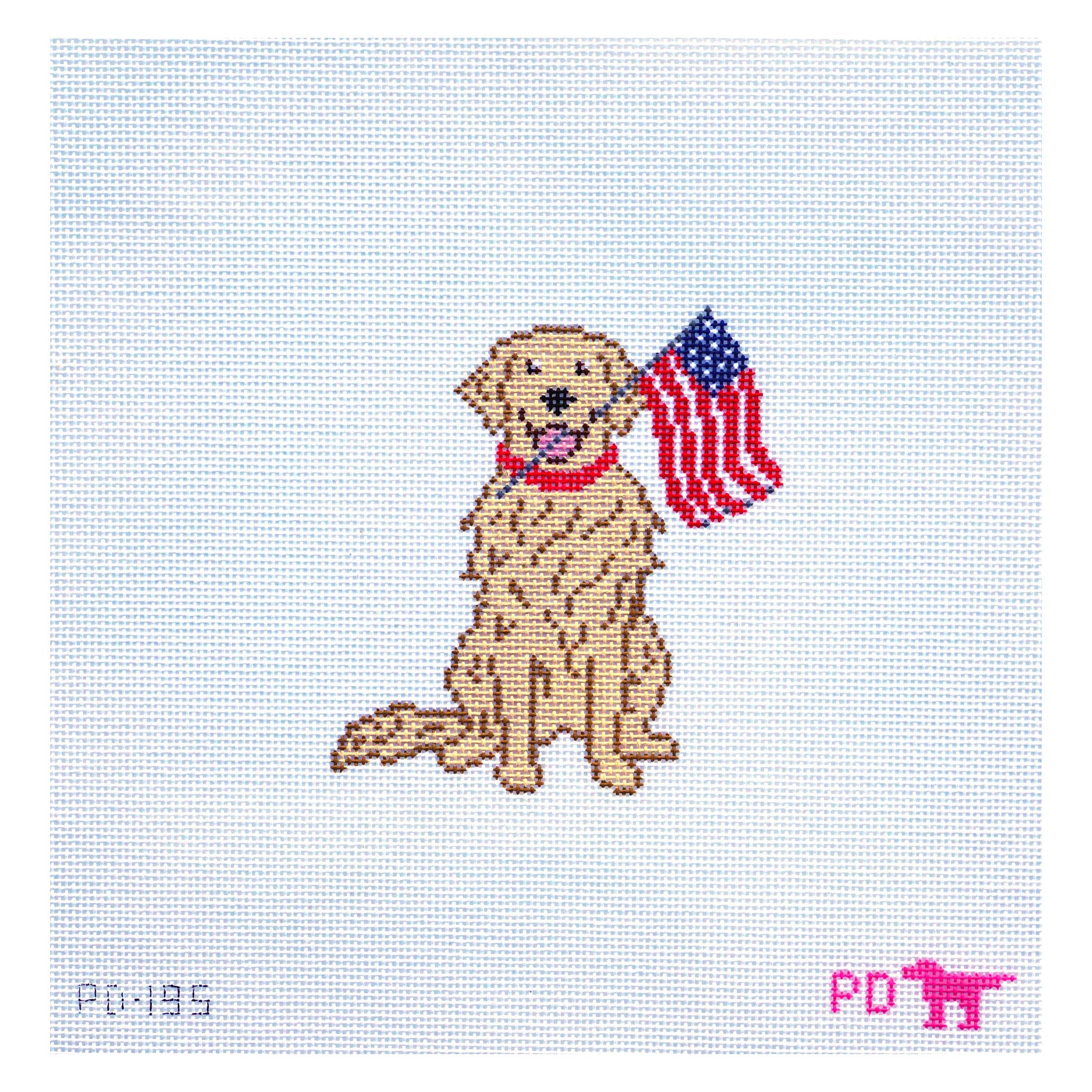 Dog with Flag - Golden