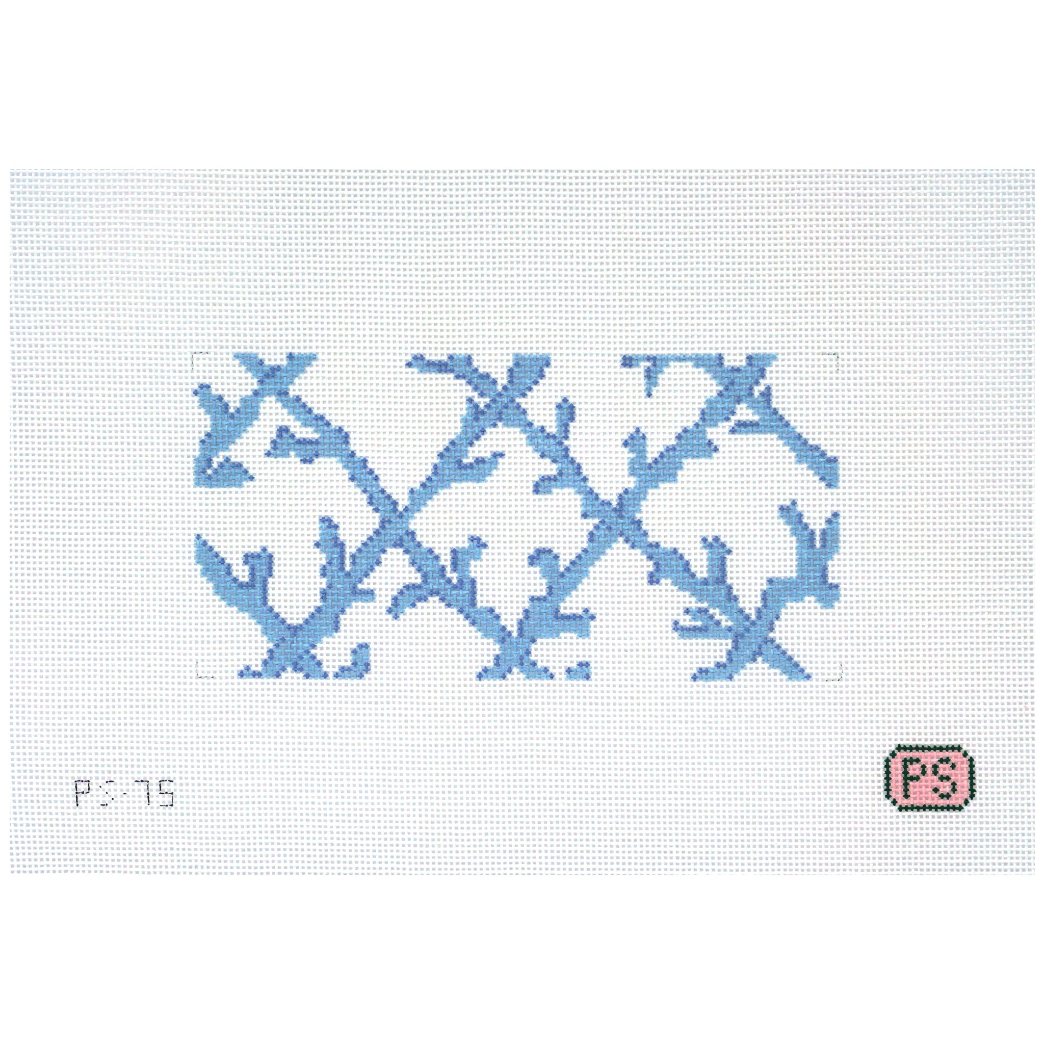 Needlepoint Canvas of a clutch with blue coral