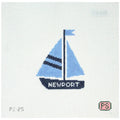 Needlepoint canvas Sailboat design with 'Newport' text on a white background