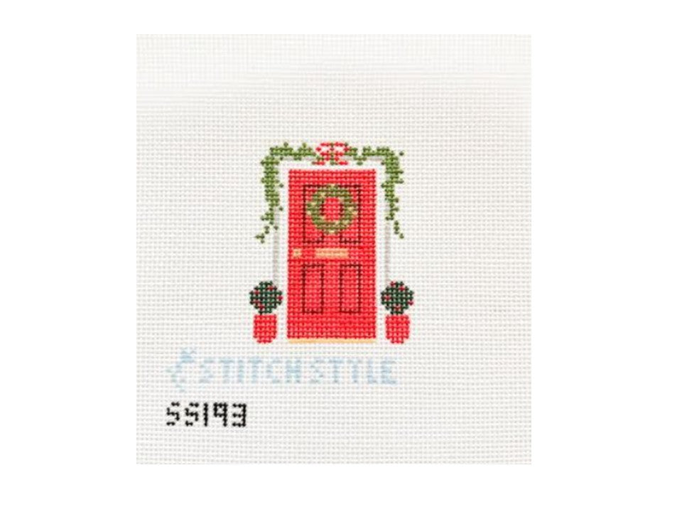 Red Holiday Door with Stitch Guide