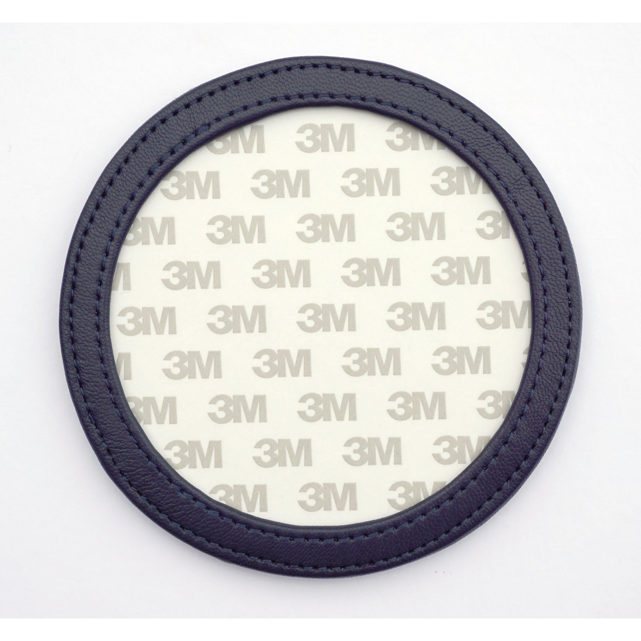 Round Self Finishing Leather Coaster - Navy