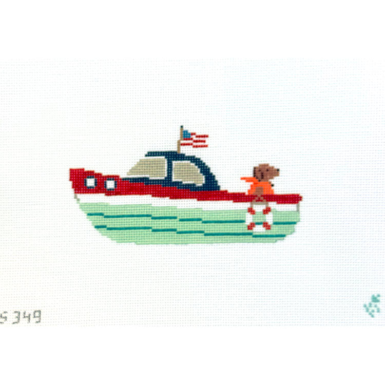 Chocolate Lab in Sailboat