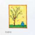 Chinoiserie Silk Screen - Yellow with Stitch Guide