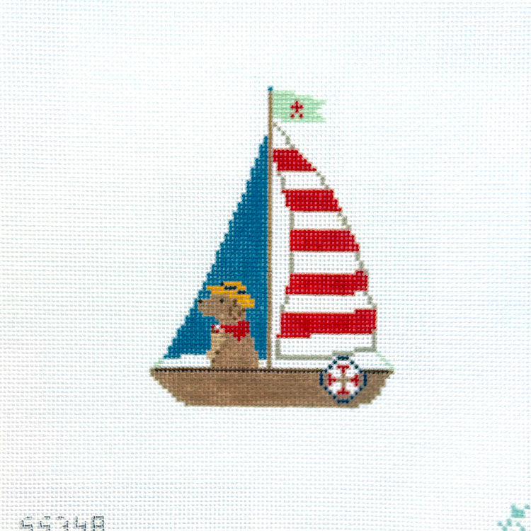 Yellow Lab in Sailboat