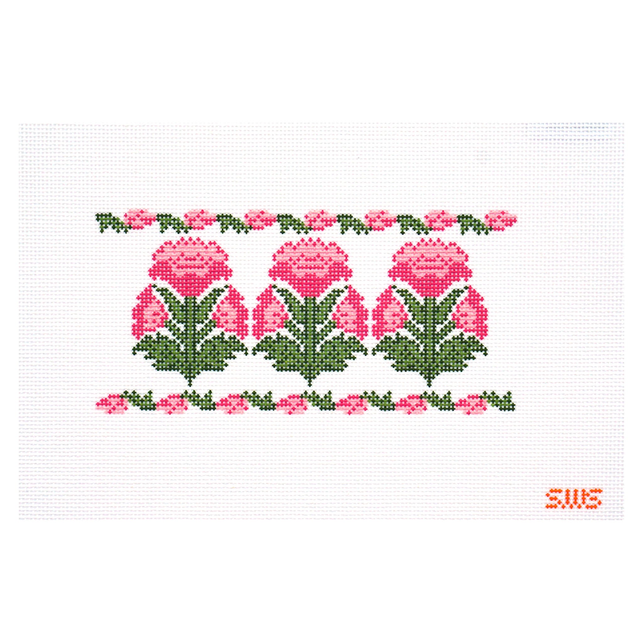 Pink Block Print Flowers Insert